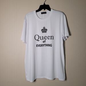 Fancyqube White XL Shirt with 'Queen Of Everything' Crown Print